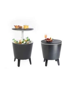 TAVOLINO PORTAGHIACCIO PORTATILE KETER "COOL BAR" GRAFITE, 49,5X49,5X84,5 CM